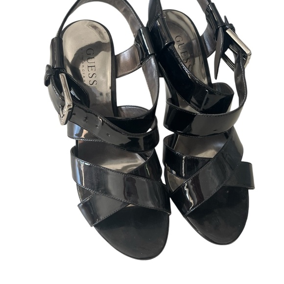 Guess Gladiator Black Patent Leather Sandals Sz 6.5 - Picture 4 of 6